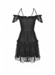 Lace Star-Line Straps Short Sleeves Black Gothic Dress