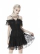 Lace Star-Line Straps Short Sleeves Black Gothic Dress