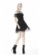 Lace Star-Line Straps Short Sleeves Black Gothic Dress