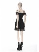 Lace Star-Line Straps Short Sleeves Black Gothic Dress