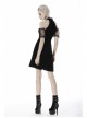 Off-Shoulder Metal Moon-Shaped Pendant Chest Lace-Up Black Gothic Dress