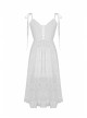 White Cross Lace Rear Long Hem Sling Punk Dress
