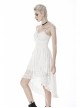 White Cross Lace Rear Long Hem Sling Punk Dress