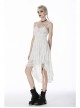White Cross Lace Rear Long Hem Sling Punk Dress