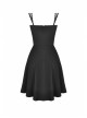 Lace-Up Waisted Flower Straps Black Punk Sling Dress