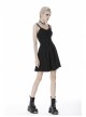 Lace-Up Waisted Flower Straps Black Punk Sling Dress