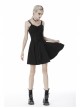 Lace-Up Waisted Flower Straps Black Punk Sling Dress