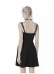 Lace-Up Waisted Flower Straps Black Punk Sling Dress