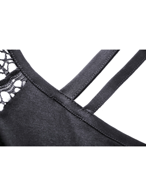 Off-Shoulder Bandage Net Long Sleeves Slit Hem Tight Black Punk Dress