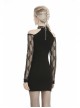 Off-Shoulder Bandage Net Long Sleeves Slit Hem Tight Black Punk Dress