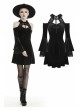 Black Lace-Up Collar Off-Shoulder Lace Velvet Gothic Dress