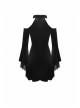 Black Lace-Up Collar Off-Shoulder Lace Velvet Gothic Dress