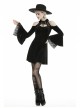 Black Lace-Up Collar Off-Shoulder Lace Velvet Gothic Dress