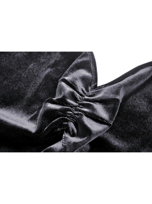 Black Lace-Up Collar Off-Shoulder Lace Velvet Gothic Dress