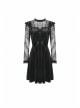 Lace Button Chest Frilly Long Sleeves High Waisted Black Velvet Gothic Dress