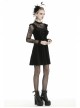 Lace Button Chest Frilly Long Sleeves High Waisted Black Velvet Gothic Dress