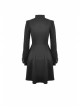 Lace Button Chest Frilly Long Sleeves Black Gothic Dress