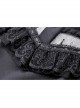 Lace Button Chest Frilly Long Sleeves Black Gothic Dress