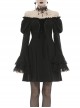 Off-Shoulder Chest Lace-Up Long Sleeves Lace Black Gothic Dress