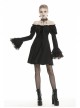 Off-Shoulder Chest Lace-Up Long Sleeves Lace Black Gothic Dress