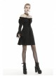 Off-Shoulder Chest Lace-Up Long Sleeves Lace Black Gothic Dress