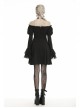 Off-Shoulder Chest Lace-Up Long Sleeves Lace Black Gothic Dress