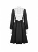White Lace Front Garment Button Long Sleeves Black Gothic Nun Dress