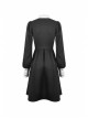 White Lace Front Garment Button Long Sleeves Black Gothic Nun Dress