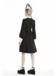 White Lace Front Garment Button Long Sleeves Black Gothic Nun Dress