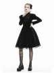 Lace Button Long Sleeves High Waisted Black Velvet Gothic Dress