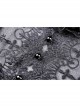 Lace Button Long Sleeves High Waisted Black Velvet Gothic Dress