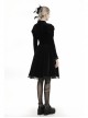 Lace Button Long Sleeves High Waisted Black Velvet Gothic Dress