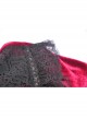 Black Lace Chest Frills Lace-Up Long Sleeves Red Velvet Gothic Dress