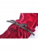 Black Lace Chest Frills Lace-Up Long Sleeves Red Velvet Gothic Dress