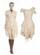 Off-Shoulder Irregular Frilly White Lace Punk Dress