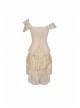 Off-Shoulder Irregular Frilly White Lace Punk Dress