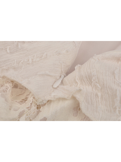 Off-Shoulder Irregular Frilly White Lace Punk Dress