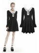 White Lolita Doll Collar Button Long Sleeves Black Gothic Dress