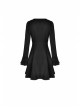 White Lolita Doll Collar Button Long Sleeves Black Gothic Dress