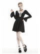 White Lolita Doll Collar Button Long Sleeves Black Gothic Dress