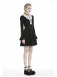 White Lolita Doll Collar Button Long Sleeves Black Gothic Dress