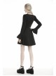 White Lolita Doll Collar Button Long Sleeves Black Gothic Dress