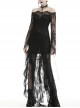 Off-Shoulder Lace Long Sleeves Frill Swallow Tail Black Gothic Dress