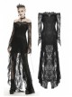 Off-Shoulder Lace Long Sleeves Frill Swallow Tail Black Gothic Dress