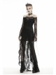 Off-Shoulder Lace Long Sleeves Frill Swallow Tail Black Gothic Dress