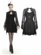 Lace Chest Hollow Long Sleeves Lace-Up Waisted Black Gothic Dress