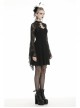 Lace Chest Hollow Long Sleeves Lace-Up Waisted Black Gothic Dress