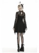 Lace Chest Hollow Long Sleeves Lace-Up Waisted Black Gothic Dress