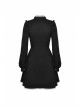 White Frills Collar Lace-Up Button Long Sleeves Black Gothic Dress
