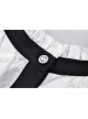 White Frills Collar Lace-Up Button Long Sleeves Black Gothic Dress